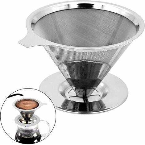 300 mailles Filtre à Café Permanent en Inox sans Papier,Filtre à café réutilisable,Goutteur de Café Cône Réutilisable pour 1 à 4 tasses (1/3)