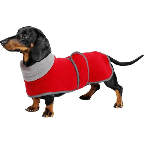 Manteau en Polaire pour Teckel Veste d'hiver Chaude pour Chien de Chasse avec Col Rabattable Réfléchissant Imperméable Ajustable Souple Vêtement Chasse (1/5)