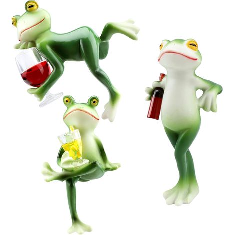 Figurines Grenouilles Câlineuses de Pots, Lot de 3 Statues Grenouilles en Résine pour Décoration, Ornements Drôles pour Pots de Fleurs & Clôtures, Cadeau pour Amateurs de Plantes