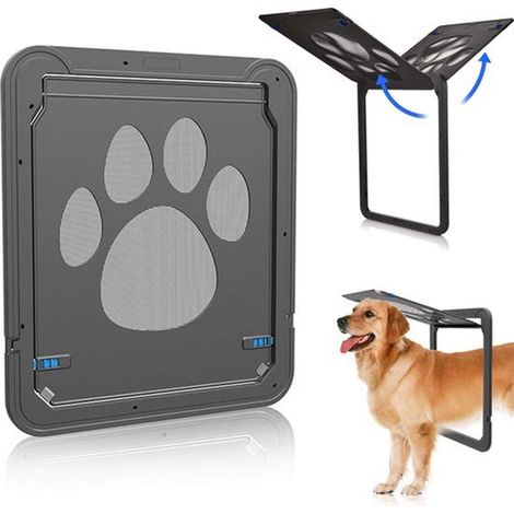 Hunde- und Katzenklappe – Fliegengitter für Hunde und Katzen – Katzenklappe für den Innenbereich – 42 x 37 cm – Abschließbar – Haustierklappe – Hundeklappe mit Schloss – Geeignet für mittelgroße und g