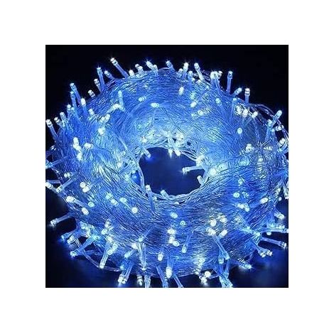 Guirlande lumineuse extérieur, 10m 100LED 8 Modes avec prise, Étanche IP44, pour Arbre de Noël, Intérieur/Extérieur, Jardin, Cour, Fête, Mariage (Bleu) (1/4)