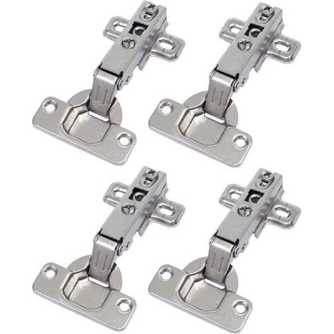 Lot de 4 Charnières invisibles - ouverture à 110° - pour portes en applique avec recouvrement total - ouverture de montage ⌀35 mm (1/4)