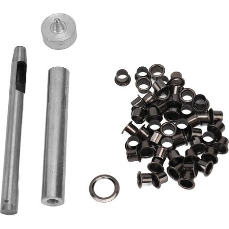 50 rivets en cuir, œillets ronds à trou intérieur, avec 3 outils pour loisirs créatifs, 7 mm / 0,28 po (1/5)