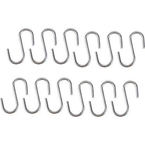 Lot de 100 crochets en fer zingué robustes en forme de S pour suspendre cuillères, casseroles, poêles et ustensiles de cuisine à une porte ou un portant à vêtements.-4.30X2.40X0.25CM-Silver (1/3)