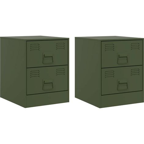 Maison Exclusive - Nachttische 2 Stk. Grün 34,5x39x44 cm Stahl