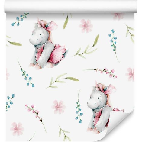 Carta da parati con unicorni in stile acquerello per soggiorno e camera da letto, 50x1000 cm (1/5)