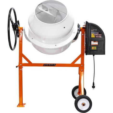 RURIS Bétonnière électrique 650 W 120 L - Moteur monophasé 230 V - Vitesse 26,6 tr/min - Couronne en fonte nodulaire (1/5)