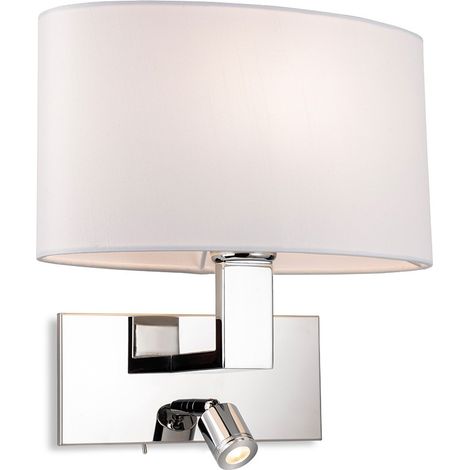 Firstlight Webster Applique avec liseuse réglable à interrupteur Chrome avec abat-jour crème ovale