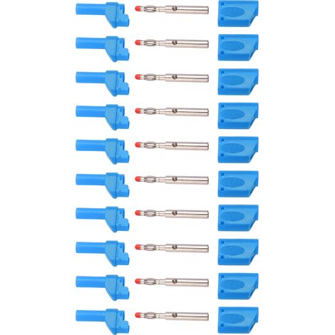 10 Stück 4 mm isolierte Sicherheitsbananenstecker mit Gehäuse für elektronische Prüfungen, blau (1/5)
