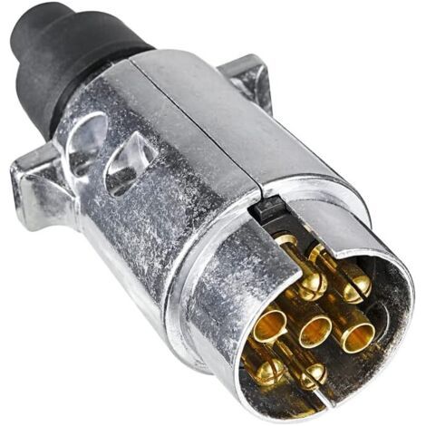 royaluxe-Prise Remorque en Métal 7 Broches, 12V Étanche Connecteur Prise Remorque en Métal 7 Broches Mâle, pour Caravane RV Voiture Bateau (Alliage d'aluminium)