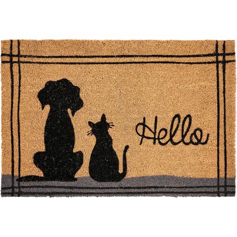 Fußmatte MARAGANG Naturfarben 60 x 90 cm Katze Hund Kokosfasern