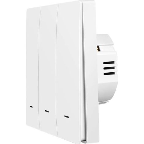 Interruptor de pared inteligente con pulsador, control inalámbrico del neutro, temporizador remoto mediante aplicación (3 botones, neutro inalámbrico)