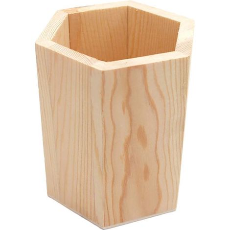 TrAdE Shop Traesio - Portapenne Legno Esagonale 64888 Organizer H11.5cm Penne Contenitore -