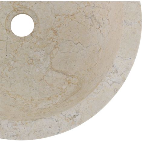 Vasque ronde à poser en marbre crème Ø40cm KC-P CREAM - 40x40x15 cm - Kayu Meuble (1/5)