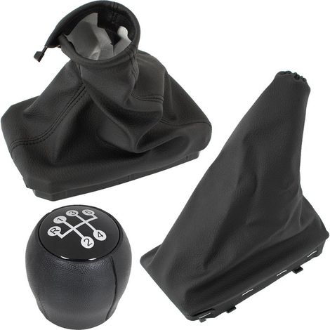 Opel Corsa C 2000 – SCHWARZES 5-Gang-Schaltknauf + Schaltsack + Handbremshebel + SCHWARZES Gehäuse, 3-teiliges Set (1/5)