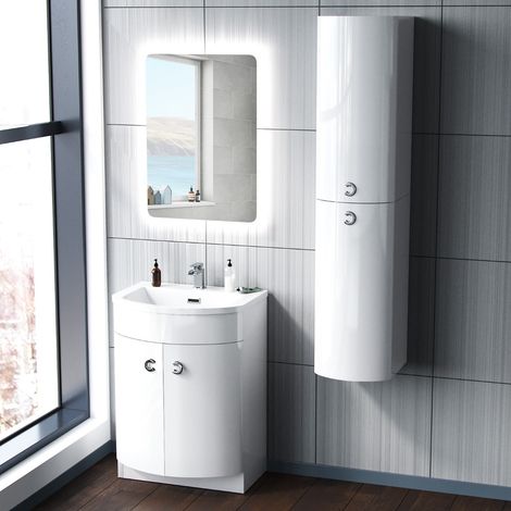 Dene 600mm White Vanity Unit and Wall Mounted Storage Unit (1/5)