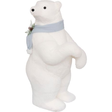 Déco de Noël Ours Blanc avec écharpe bleue H 100 cm - Feeric Christmas (1/2)