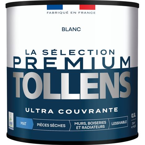 Tollens - Peinture intérieure couleurs - La Sélection Premium Mat - Ultra Couvrante - Blanc 0,5 L - 6m²