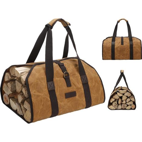 Panier à bois d'allumage, porte-bûches, porte-bûches robuste, sac de rangement pour bois de chauffage résistant à l'eau, porte-bûches avec poignées, sac de transport en toile, paniers en bois pour bûc