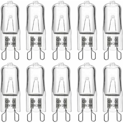 G9-Halogenlampe, 28 W, 230 V, 370 lm, 2700 K, warmweiß, dimmbar, G9-Kapselbirnen, für Kronleuchter, Landschaftslampen, Wandleuchten, Schrankbeleuchtung, 10 Stück