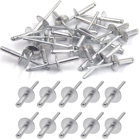 Lot de 100 rivets aveugles en aluminium - Grande bride - 4,8 x 12 mm - Avec mandrin en acier (1/5)