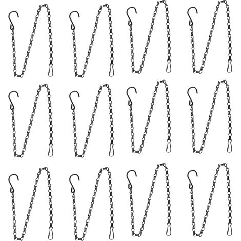 Lot de 12 chaînes de suspension pour plantes avec double crochet, 58,5 cm (23 po), supportant jusqu'à 3 000 g (6,6 lb), pour la suspension de fleurs de jardin. (1/5)
