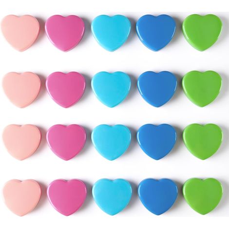 Aimant Frigo, Lot de 20 Aimant Puissant Plats, 5 Couleurs Mini Aimants Tableau Magnétique Magnet Frigo, Aiment Petit Aimant Tableau Blanc Aimants Décoratifs Cœur pour Photos Notes Bureau École (1/5)