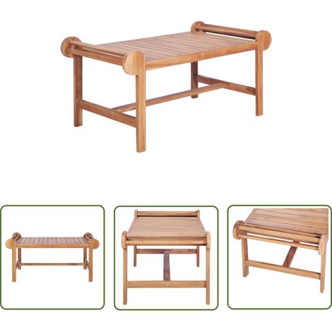 The Living Store Table basse 100x50x45 cm Teck solide - Table Basse Teck - Mobilier De Jardin - Table Extérieure - Table D'appoint - Décoration Jardin (1/5)