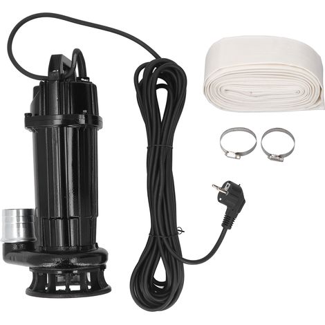 Pompe à eaux usées en fonte, Kit de système de coupe d'eaux usées Submersible, 12 m³/h, diamètre de sortie de 50mm avec tuyau de câble de 10m, prise ue