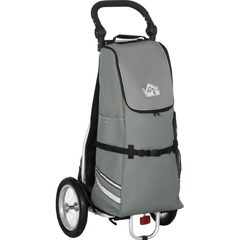 Carrello spesa e rimorchio bici 2 in 1 pieghevole 55L in alluminio e Oxford grigio (1/4)