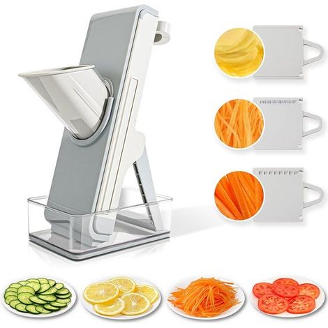 Affettatrice a mandolina sicura per la cucina, affettatrice per verdure 4 in 1, affettatrice a julienne per frutta e verdura, affettatrice per patate per patatine fritte (1/5)