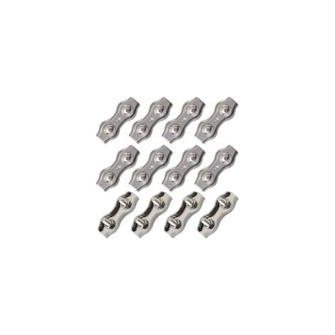 12 Stück Edelstahl-Doppelkabelklemmen, Doppeldrahtklemmen, Edelstahl-Kabelverbinder, Doppelkabelklemme, M2-Kabelklemme für 1,5-mm²-Kabel, silberfarben (1/5)