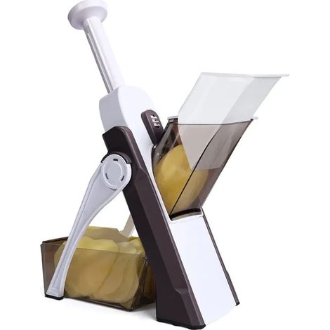 Coupe-légumes 5-en-1 professionnel, lames inox : mandoline, râpe, éminceur, trancheuse et hachoir (1/5)