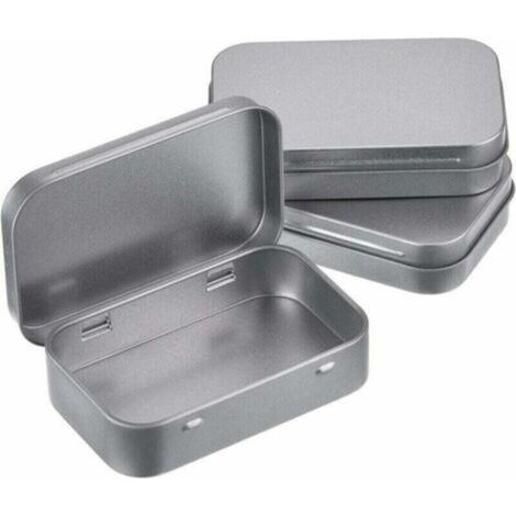 Lot de 3 boîtes de rangement vides à charnières rectangulaires en métal argenté Mini boîte de rangement portable Petite boîte de rangement
