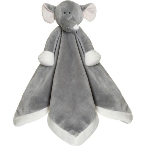 Doudou bebe motif elephant doux 35 x 35 cm lavable en machine