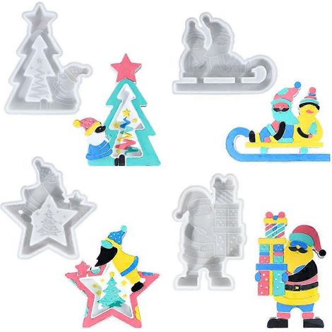 Moules en silicone de Noël pour bougies, décorations en plâtre, formes festives, moulage facile, utilisation créative pour bricolage et artisanat. (129 caractères) (1/4)