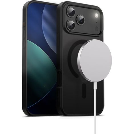 Crong Hybrid Frost MAG Cover - Custodia MagSafe per iPhone 17 Pro Max (Nero) (1/5)