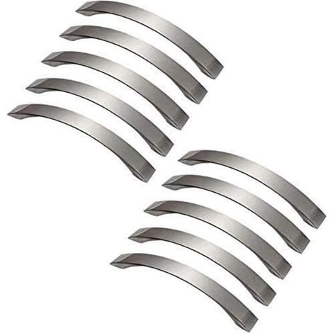 Set mit 10 Küchenschrankgriffen – Chrom – Türgriffe aus gebürstetem Nickel, Küchengriffe aus Edelstahl, 128 mm Lochabstand