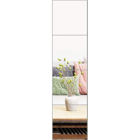 Lot de 4 stickers muraux miroir acrylique carrés pour salons, chambres, salles de bain et salles de sport, 30 x 30 cm (1/5)