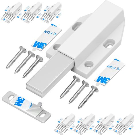 Serrure à Pression Magnétique sans Clous Placard Aimant Fermeture pour Armoire Tiroir Systeme Loquet Magnetique Verrou Poussoir Porte Amortisseur Pour La Porte de Placard Blanc 8 Pièces (1/5)
