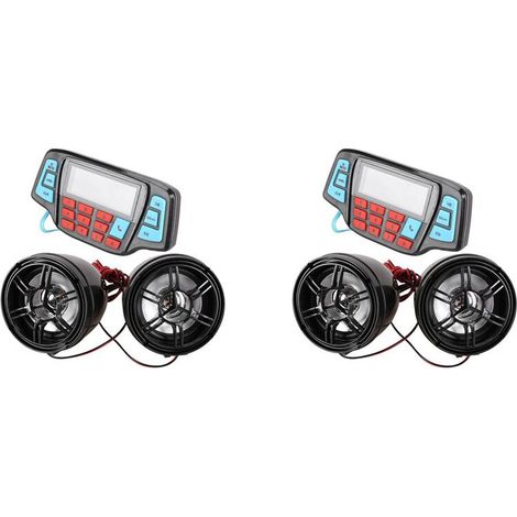 2 lettori MP3 per moto, altoparlanti stereo, sistema audio vivavoce, radio FM impermeabile