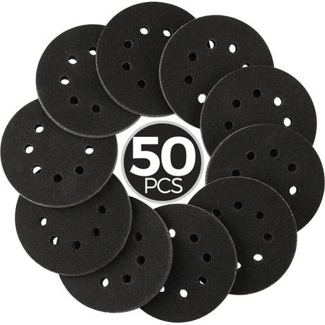 50 x 5-Zoll Nass-/Trockenschleifscheiben, Körnung 1000/1200/2000/3000/5000, Siliziumkarbid-Klett-Schleifpapier für Exzenterschleifer, ideal zum Schleifen von Metallen (1/5)