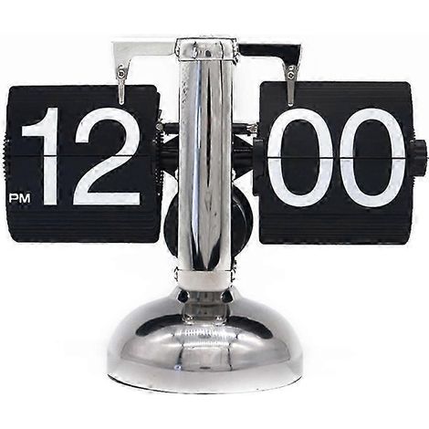 Horloge mécanique à affichage numérique rétro avec engrenages intégrés, idéale pour la maison ou le bureau, noire. (1/5)