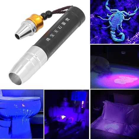 Lampe torche Jade, alliage d'aluminium, lumière UV 365°, 3 LED, lampe torche haute intensité pour l'identification du jade et des pierres précieuses. (1/5)