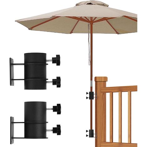 Sjlerst – Support parasol lourd réglable en métal pour balustrade – Fixation sur tables jusqu'à 5 cm – Conception coupe-vent pour stabilité (1/5)