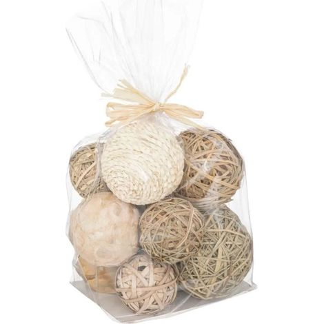 Lot de Boules Décoratives "Tressé" 30cm Naturel