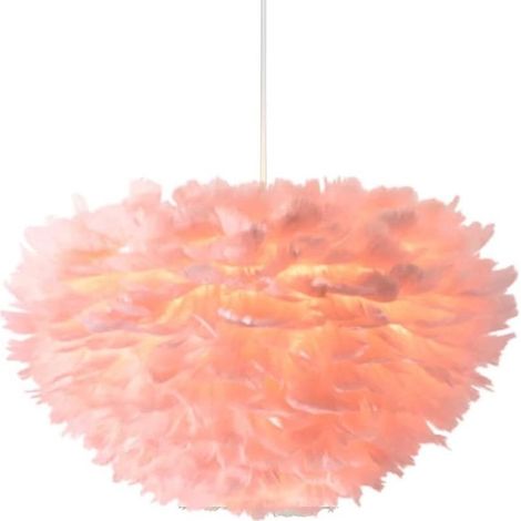 Suspension rose en forme de plume, 40 cm, plafonnier décoratif pour chambre ou salon (1/4)