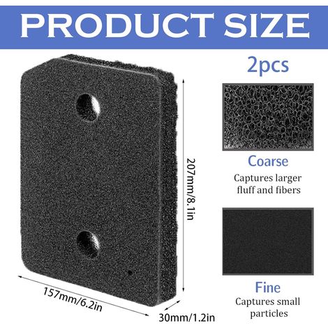 Lot de 4 Filtre éponge, Mousse noire double couche, 207x157x30 mm, Sèche-linge pompe à chaleur, Compatible Miele T1 (1/4)