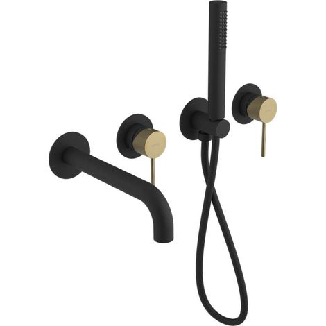 Sapho Ultrasan - Miscelatore per vasca da incasso, per 2 utenze, nero opaco/oro opaco UT093VBG (1/2)