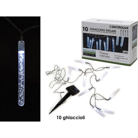 TrAdE Shop Traesio - Catena Luminosa 10 Ghiaccioli Solari Lampade Led Luce Fredda Interno / Esterno -